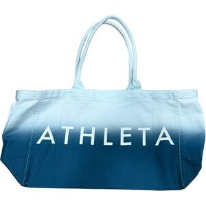 Athleta Oversized Ombré Canvas Tote Bag Blue White Large Beach Gym Travel 2024